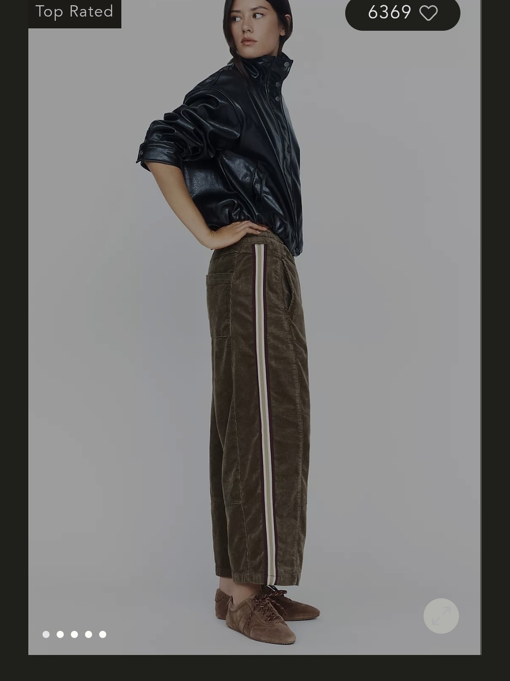 Pilcro Izzie Olive Brown Barrel Leg Corduroy Pants w/ Pink Track Side Stripe XL